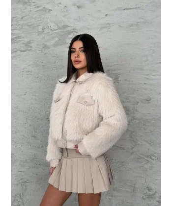 Deri Garnili Taş Kürk Ceket