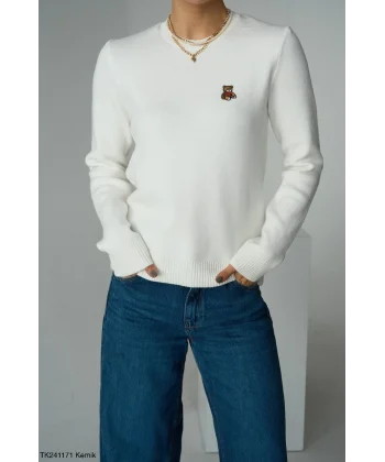 Ayı Armalı Triko Kazak Kemik