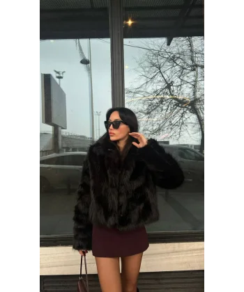 Vermo Kapamalı Siyah Kısa Kürk