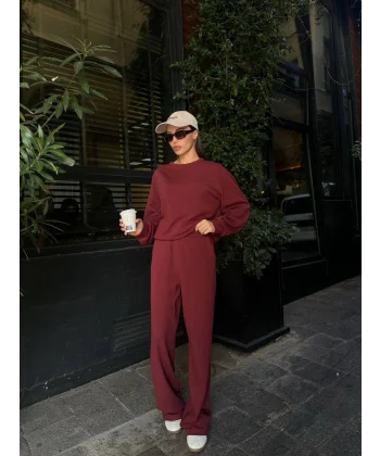 Viyana Pamuklu Eşofman Takım-Bordo