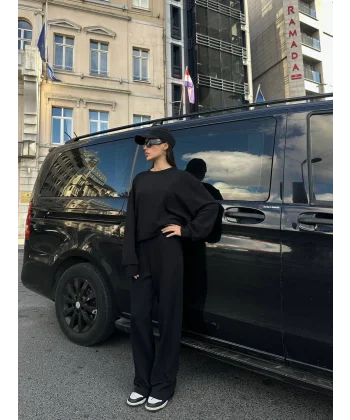 Viyana Pamuklu Eşofman Takım-Siyah