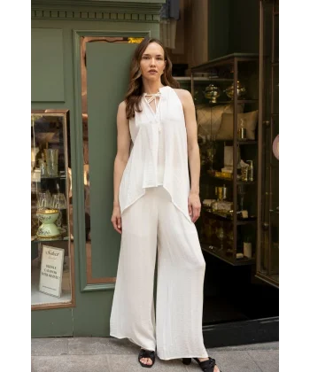 Bluz Pantolon İkili Takım - Beyaz