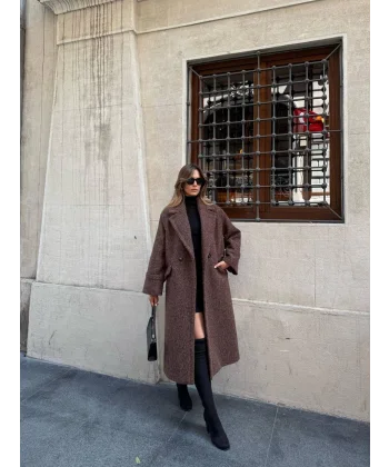 Oversize Buklet Kaban-Kahve