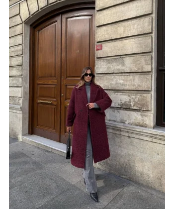 Oversize Buklet Kaban-Bordo