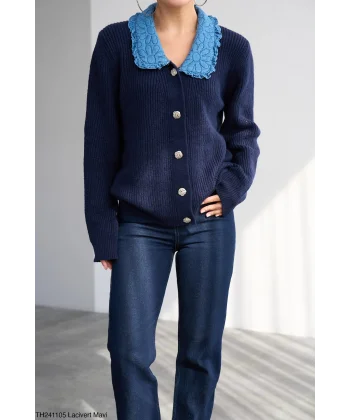 Mavi Bebe Yaka Hırka-Lacivert