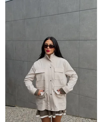 Tiffany Ekose Astarlı Trençkot-Taş