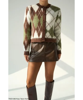 Baklava Desen Hırka-Kahve