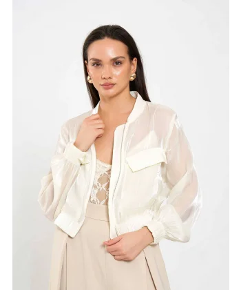 Organze Bomber Ceket-Bej