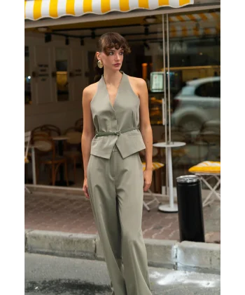 Mila Yelek Pantolon Takım Haki