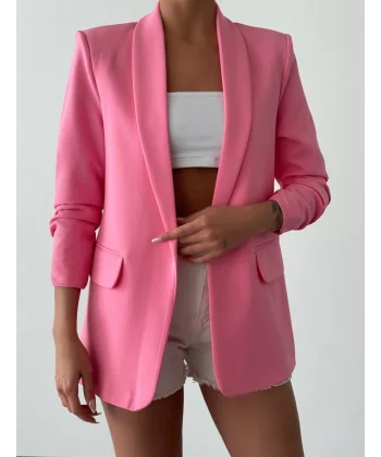 Büzgü Kol Pembe Blazer Ceket