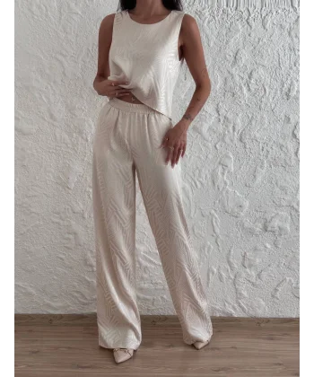 Jakarlı Saten Takım-Taş