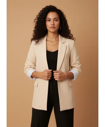 Astarı Garnili Blazer Ceket-Taş