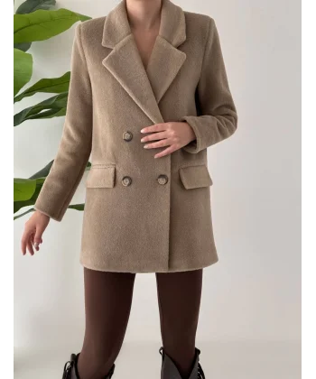 ANGORA DOKULU KISA KABAN VİZON