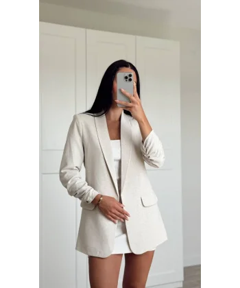 Büzgü Kol Keten Ceket