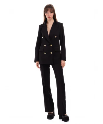 Gold Düğmeli Premium Kumaş Siyah Ceket Pantolon Takım