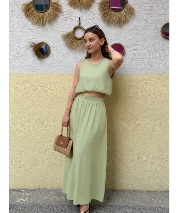 Olivia Balon Etek İkili Takım-Yeşil