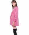 Atlas Kumaş Büzgü Kol Pembe Blazer Ceket