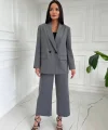 Oversize Gri Astarlı Blazer Ceket