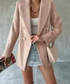 DÜĞMELİ ASTARLI KAHVERENGİ BLAZER KAŞE CEKET KABAN