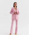 PEMBE CROP BLAZER CEKET PANTOLON TAKIM