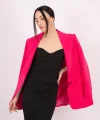 Fuşya Tek Düğme Astarlı Blazer Ceket