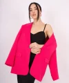 Fuşya Tek Düğme Astarlı Blazer Ceket