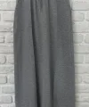 Pamuk Kumaş Yırtmaçlı Uzun Gri Etek