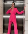 FUŞYA KUŞAKLI CEKET PANTOLON TAKIM