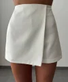 ATLAS KUMAŞ BEYAZ ŞORT ETEK