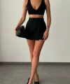 ATLAS KUMAŞ SİYAH ŞORT ETEK