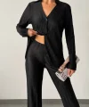 Hayal Pilise Gömlek Pantolon Takım Siyah