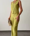 Modal Kumaş Yelek Pantolon Takım Yeşil