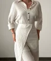 KETEN GÖMLEK PANTOLON TAKIM EKRU