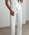 Premium Straplez Yelek Pantolon Takım Beyaz