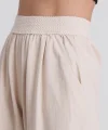 BELİ LASTİKLİ KETEN PANTOLON EKRU