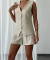 KETEN ŞORT YELEK TAKIM (HAM KETEN)