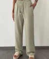 BELİ LASTİKLİ KETEN PANTOLON YEŞİL