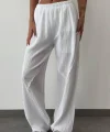 MÜSLİN KUMAŞ ASTARLI BEYAZ PALAZZO PANTOLON