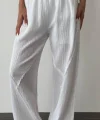 MÜSLİN KUMAŞ ASTARLI BEYAZ PALAZZO PANTOLON