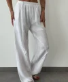 MÜSLİN KUMAŞ ASTARLI BEYAZ PALAZZO PANTOLON