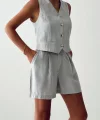 EXEN MODAL KUMAŞ ŞORT YELEK TAKIM GRİ