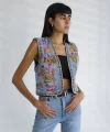 ETNİK DESENLİ DENİM YELEK