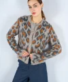 LEOPAR DESENLİ ŞARDONLU HIRKA ANTRASİT