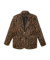 Leopar Desenli Kaşe Blazer Ceket Kahverengi