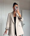 Myra Leopar Astarlı Şal Yaka Blazer Ceket Taş