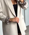 Myra Leopar Astarlı Şal Yaka Blazer Ceket Taş