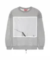 Sırtı Fermuar Detaylı Baskılı Sweatshirt Gri