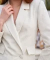 Jakarlı Tek Düğme Blazer Ceket - Naturel