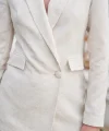 Jakarlı Tek Düğme Blazer Ceket - Naturel