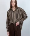 Çizgili Gömlek - Siyah Camel